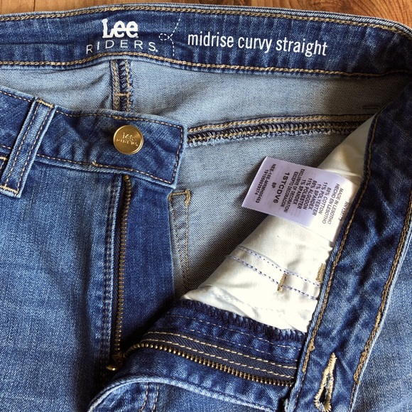 LEE Jeans Denim Midrise Curvy Straight Blue Size 8P Women’s - Picture 3 of 14
